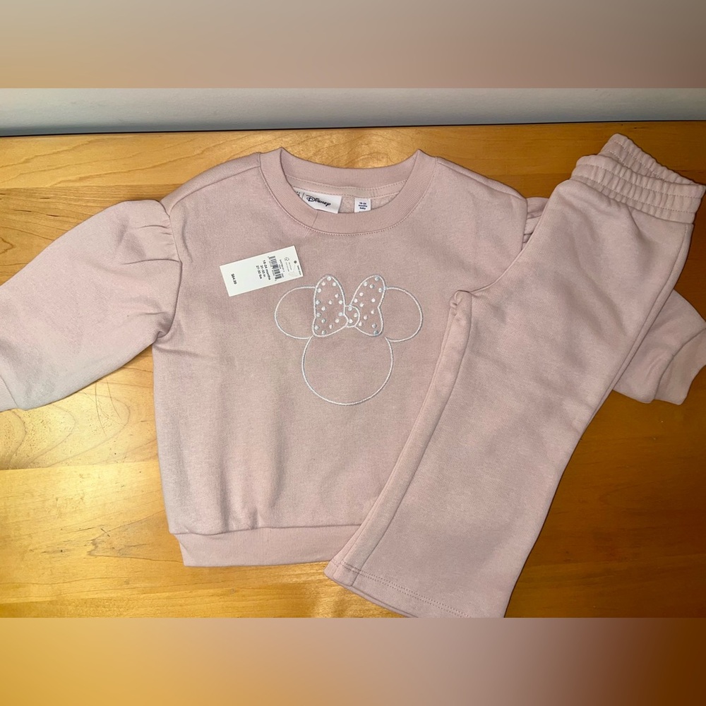 NWT babyGap × Disney Two-Piece Outfit Set in Dull Pink Rose | 18-24 M